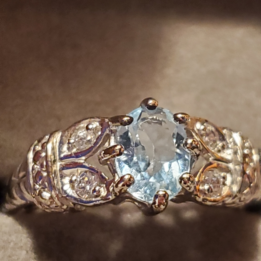 Avons RJ Graziano sterling silver and blue topaz ring size 8